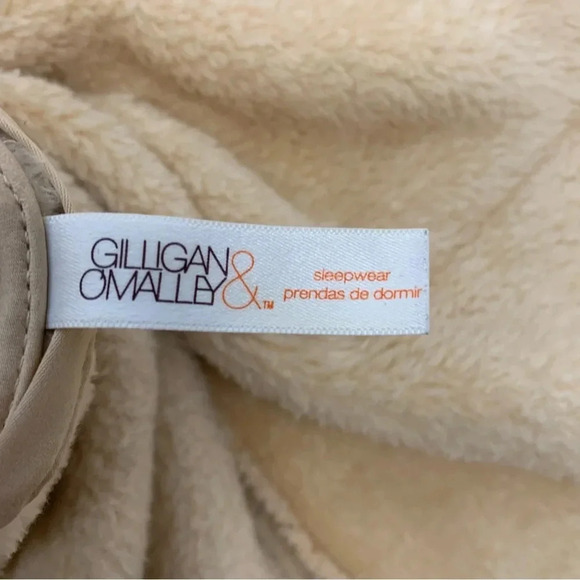 Gilligan Omalley Robe M/L Fuzzy Pockets Warm Cozy Belt Tan Long Sleeve 43” - Picture 10 of 12